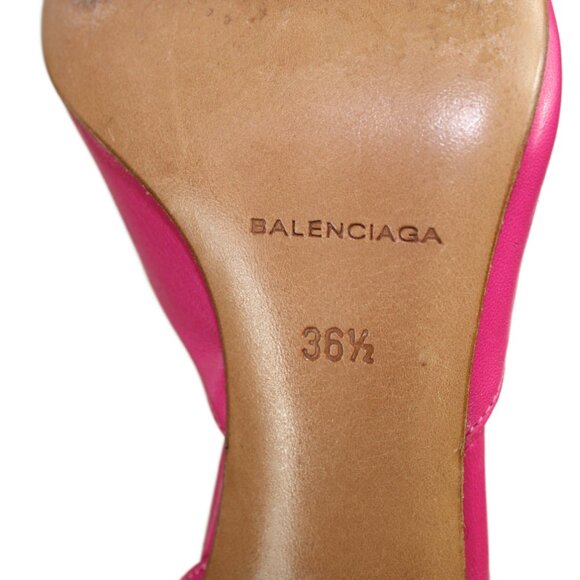 Balenciaga Fiery Pink Leather Knife Toe Open Side Stiletto Heel, Size 36.5 - Picture 10 of 10